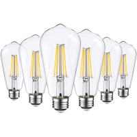 Torchstar St64 Dusk To Dawn Light Bulbs, Vintage Led Edison Bulbs, 7W Equivalent 75W, Ul Listed, Auto On/Off Automatic Light Bulbs For Outside, E26 Base, Clear Glass, 2700K Soft White, Pack Of 6