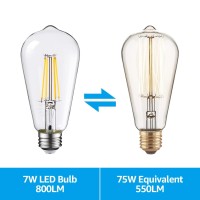 Torchstar St64 Dusk To Dawn Light Bulbs, Vintage Led Edison Bulbs, 7W Equivalent 75W, Ul Listed, Auto On/Off Automatic Light Bulbs For Outside, E26 Base, Clear Glass, 2700K Soft White, Pack Of 6