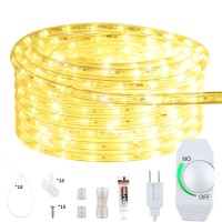 Isuerfy 12M40Ft Dimmable Led Rope Light Cuttable Waterproof Indoor Outdoor Clear Tube Light Rope 432 Warm White Leds 110V 300