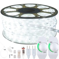 Isuerfy 151Ft Dimmable Led Rope Light Cuttable Waterproof Indoor Outdoor Clear Tube Light Rope 1656 Daylight White Leds 110V 6