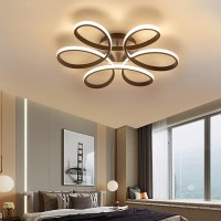 Xemqener Led Dimmable Ceiling Light With Flower Shape, Modern Creativity Chandelier With Remote Control, Flush Mount Ceiling Lamp For Living Room Bedroom Dining Room Balcony, Black, 52W, 2800-6000K