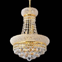 Beirio 8Lights Golden Finish Classic Empire Style Small Mini K9 Crystal Chandelier Ceiling Light For Living Room Foyer Dining R