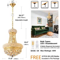 Beirio 8Lights Golden Finish Classic Empire Style Small Mini K9 Crystal Chandelier Ceiling Light For Living Room Foyer Dining R