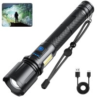 Cinlinso Flashlights High Lumens Rechargeable, 290000 Lumens Super Bright Led Flashlight, 7 Modes With Cob Light, Ipx6 Waterproof, Handheld Powerful Flash Light For Hunting, Camping, Emergencies