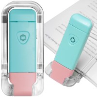 Egwaser Book Reading Light, Portable Usb Rechargeable Led Clip On Book Lights For Reading In Bed, 3 Brightness Adjustable Dimmable Bookmark Light For Eye-Protection, Reading Lamp (Blue+Pink)