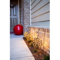 Elf Logic Set Of Three Warm Led Luminary Pathway Lights - Plug In Light Balls - Outdoor Pathway Lights For Garden, Walkway, Outdoor Wedding, Holiday Decorations, And More