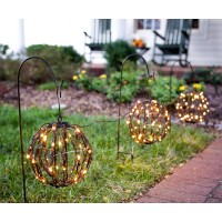 Elf Logic Set Of Three Warm Led Luminary Pathway Lights - Plug In Light Balls - Outdoor Pathway Lights For Garden, Walkway, Outdoor Wedding, Holiday Decorations, And More