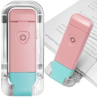 Egwaser Book Reading Light, Portable Usb Rechargeable Led Clip On Book Lights For Reading In Bed, 3 Brightness Adjustable Dimmable Bookmark Light For Eye-Protection, Reading Lamp (Pink+Blue)