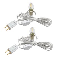 Mx232 Set Of 2 Accessory Cord With 2 Led Light Bulb 6 Ft White Cord With Onoff Switch Plugs E12 Candelabra Led Light Bulbs And