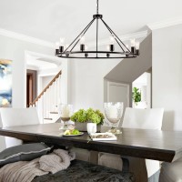 Brfaixla Black Dining Room Light Fixture Large 10-Light Farmhouse Ceiling Chandelier 39.4