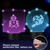 6 Sets 3D Night Led Light Lamp Bases Including 6 Light Display Stands 6 Clear Acrylic Sheets 6 Remote Controls 6 Charging Cables