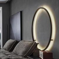 Zehuilt Wall Lights Indoor Led Ring Sconce Modern Aluminum Wall Lamp With Usb Plug Large Ring Bedground Lights Bedside Light 3 Color Temperature & 10 Brightness Level, For Living Room Bedroom, 60Cm