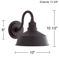 Arnett Rustic Industrial Farmhouse Outdoor Barn Light Fixture Black Gooseneck 10 1/2