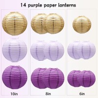 Round Chinese Paper Lanterns Decorative 14Pcs Wedding Birthday Party Valentines Day Baby Showers Decoration Violet