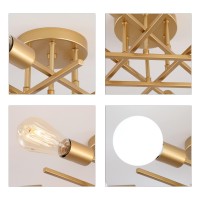 Aihying Semi Flush Mount Modern Ceiling Light Fixture, Gold 6-Light Retro Mid-Century Chandelier Light Fixture For Hallway Bedroom Dining Room Entryway Foyer