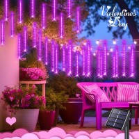 Jmexsuss Pink Solar Meteor Shower Lights Outdoor 8 Tube 144 Leds Solar Christmas Lights Pink Solar Lights For Tree Halloween X