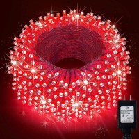 Knonew Outdoor Christmas Lights 500 Led 197Ft String Lights 8 Modes & Memory Fairy Light Plug In Waterproof Led String Lights For Xmas Yard Tree Wedding Party Holiday Decorations (Red)