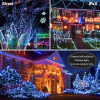 Knonew Outdoor Christmas Lights 500 Led 197Ft String Lights 8 Modes & Memory Fairy Light Plug In Waterproof Led String Lights For Xmas Yard Tree Wedding Party Holiday Decorations (White And Blue)