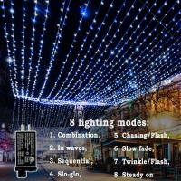 Knonew Outdoor Christmas Lights 500 Led 197Ft String Lights 8 Modes & Memory Fairy Light Plug In Waterproof Led String Lights For Xmas Yard Tree Wedding Party Holiday Decorations (White And Blue)