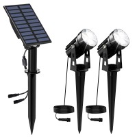 Crepow Solar Spot Lights Outdoor, 2-In-1 Solar Landscape Spotlights Ip65 Waterproof 9.8Ft Cable,Auto On/Off Outdoor Wall Lights For Garden Yard Driveway Porch Walkway Pool,(6000K White)