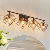 Behiya Bathroom Vanity Light With 4 Bulbs Bathroom Light Fixtures Over Mirror With Rotatable 4 Cube Shades Modern Wall Mounted M