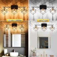 Behiya Bathroom Vanity Light With 3 Bulbs Bathroom Light Fixtures Over Mirror With Rotatable 3 Cube Shades Modern Wall Mounted L