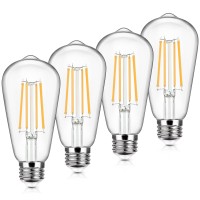 4Pack Vintage Led Edison Bulbs 100W Equivalent 1400Lm High Brightness 8W St58 Led Filament Light Bulbs 3000K Warm White E26 Med