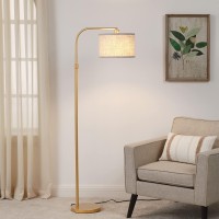 Edishine Modern Arched Floor Lamp, Arc Standing Tall Lamp With Adjustable Linen Lampshade, Corner Reading Light For Living Room, Bedroom, Office, 62