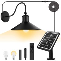 Solar Barn Light, Waterproof Solar Gooseneck Farmhouse Lighting With High Efficient Solar Panel + Remote Control + 3000/6000K Led Bulbs, For Shed, Greenhouse, Barn, Chicken Coop, Garage, Workshop,Shop