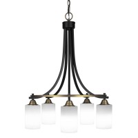 Paramount 5 Light Chandelier In Matte Black & Brass Finish With 4