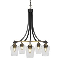 Paramount 5 Light Chandelier In Matte Black & Brass Finish With 5