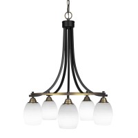 Paramount 5 Light Chandelier In Matte Black & Brass Finish With 5