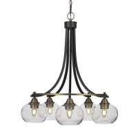 Paramount 5 Light Chandelier In Matte Black & Brass Finish With 7