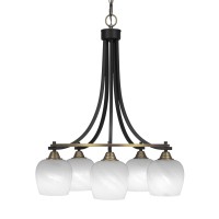 Paramount 5 Light Chandelier In Matte Black & Brass Finish With 6