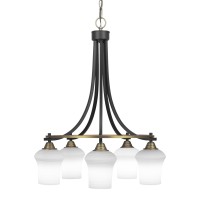 Paramount 5 Light Chandelier In Matte Black & Brass Finish With 5.5