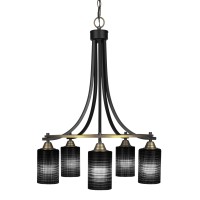 Paramount 5 Light Chandelier In Matte Black & Brass Finish With 4