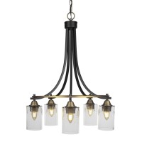 Paramount 5 Light Chandelier In Matte Black & Brass Finish With 4