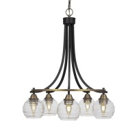 Paramount 5 Light Chandelier In Matte Black & Brass Finish With Malena 6