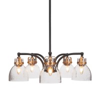 Easton 5 Light Chandelier Shown In Matte Black & Brass Finish With 6