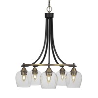 Paramount 5 Light Chandelier In Matte Black & Brass Finish With 6