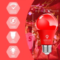 Gonhom 2 Pack A19 Led Red Light Bulb9 Watt Red Lights Equivalent 100 Watt Colored Light Bulbse26 Base Red Led Lights For Party