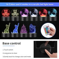 12 Pieces Clear Acrylic Sheets And 12 Pieces 3D Night Led Light Lamp Base With Remote Control And Usb Cable Diy Acrylic Lamp Ba