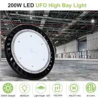 Hykolity 2 Pack Led High Bay Light 200W 5000K Ufo Led High Bay Light Fixture With Us Plug 600W Mhhps Equiv 100277V 26 000