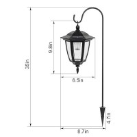 Vioview Hanging Solar Lights 35 Inch Hanging Solar Lantern With 2 Shepherd Hooks Waterproof Dual Use Outdoor Decor Solar Lights