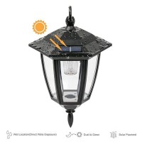 Vioview Hanging Solar Lights 35 Inch Hanging Solar Lantern With 2 Shepherd Hooks Waterproof Dual Use Outdoor Decor Solar Lights