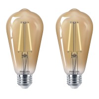 Philips Led Vintage Flicker-Free Amber Straight St19 Dimmable, Eyecomfort Technology, 700 Lumen, Amber Light(2000K), 8.8W=75W, Title 20 Certified, E26 Base, 2-Pack, (565969)