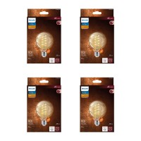 Philips Led Vintage Flicker-Free Amber Spiral G25 Dimmable, Eyecomfort Technology, 400 Lumen, Amber Light(2000K), 6.5W=60W, Title 20 Certified, E26 Base, 4-Pack (565887)