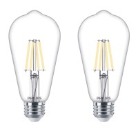 Philips Led Vintage Flicker-Free Clear Straight St19 Dimmable, Eyecomfort Technology, 400 Lumen, Soft White(2700K), 4.4W=40W, Title 20 Certified, E26 Base, 2-Pack, (564856)