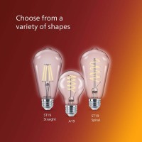 Philips Led Vintage Flicker-Free Clear Straight St19 Dimmable, Eyecomfort Technology, 400 Lumen, Soft White(2700K), 4.4W=40W, Title 20 Certified, E26 Base, 2-Pack, (564856)