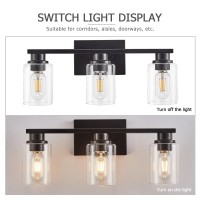 Atocif Bathroom Light Fixtures, 3 Light Bathroom Vanity Light, Farmhouse Wall Sconces With Cylinder Glass Shade, Black Vanity Lights For Living Room, Bedroom, Kitchen, Stairs